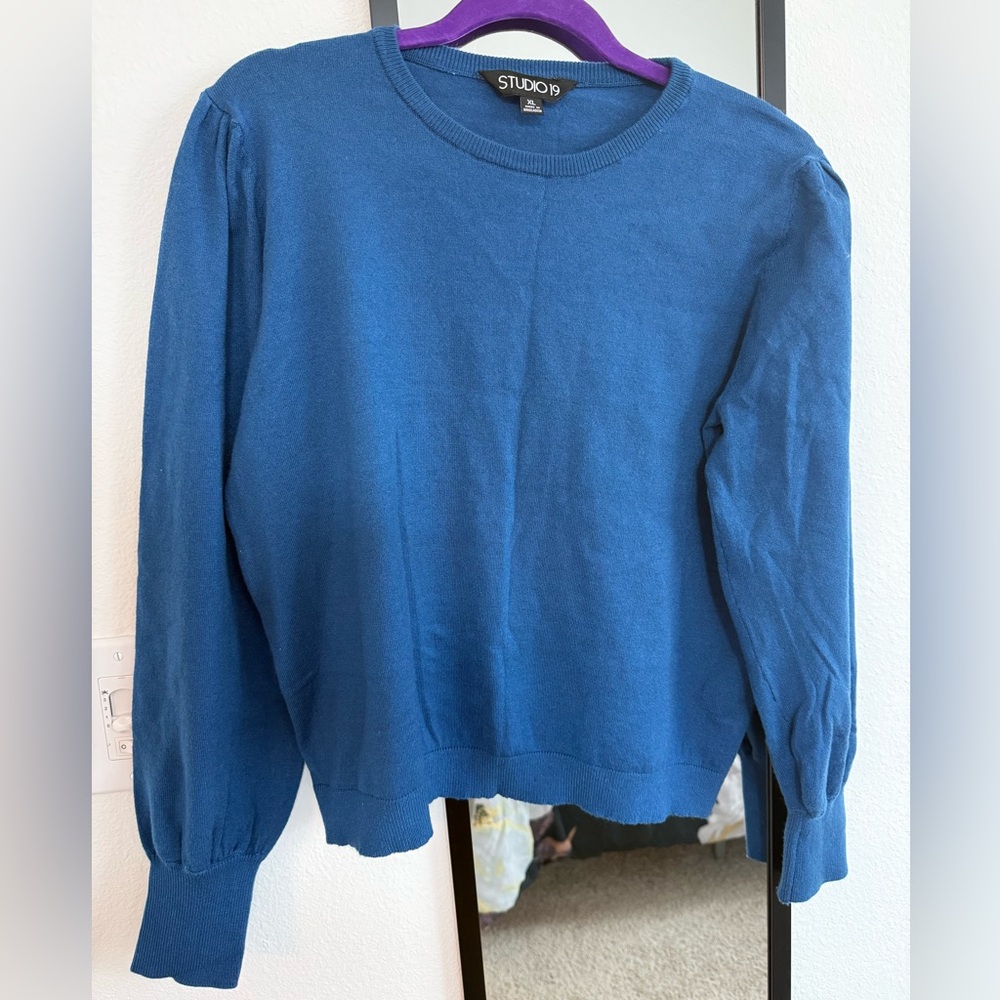 Studio 1940 Women’s Classic Blue Crewneck Sweater